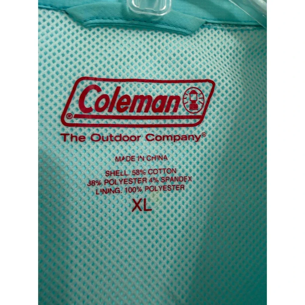 Coleman Mens XL Turquoise Short Sleeve Fishing Shirt Button Down Utility Vent - Picture 7 of 11